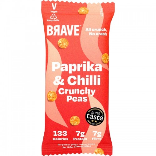 Brave Superfood Roasted Peas - Paprika and Chilli (12x35g)