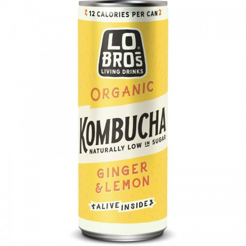 Lo Bros Kombucha - Low Sugar Ginger & Lemon (12x250ml)