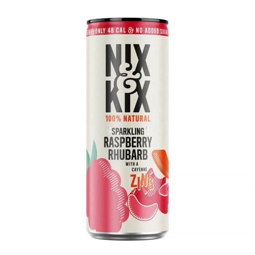 Nix & Kix Lightly Sparkling Drink - Raspberry & Rhubarb (24x250ml)