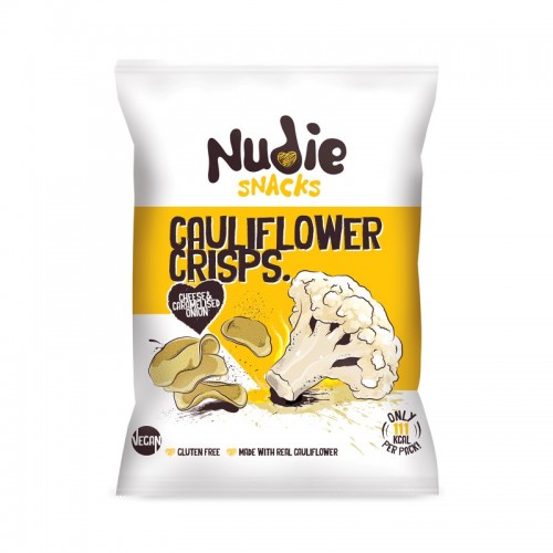 Nudie Snacks Cauliflower Crisps - Cheese & Caramalised Onion (24x22g)