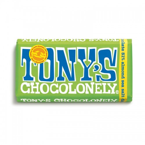 Tony's Chocolonely Bar - Dark Chocolate, Almond and Sea Salt (15x180g)